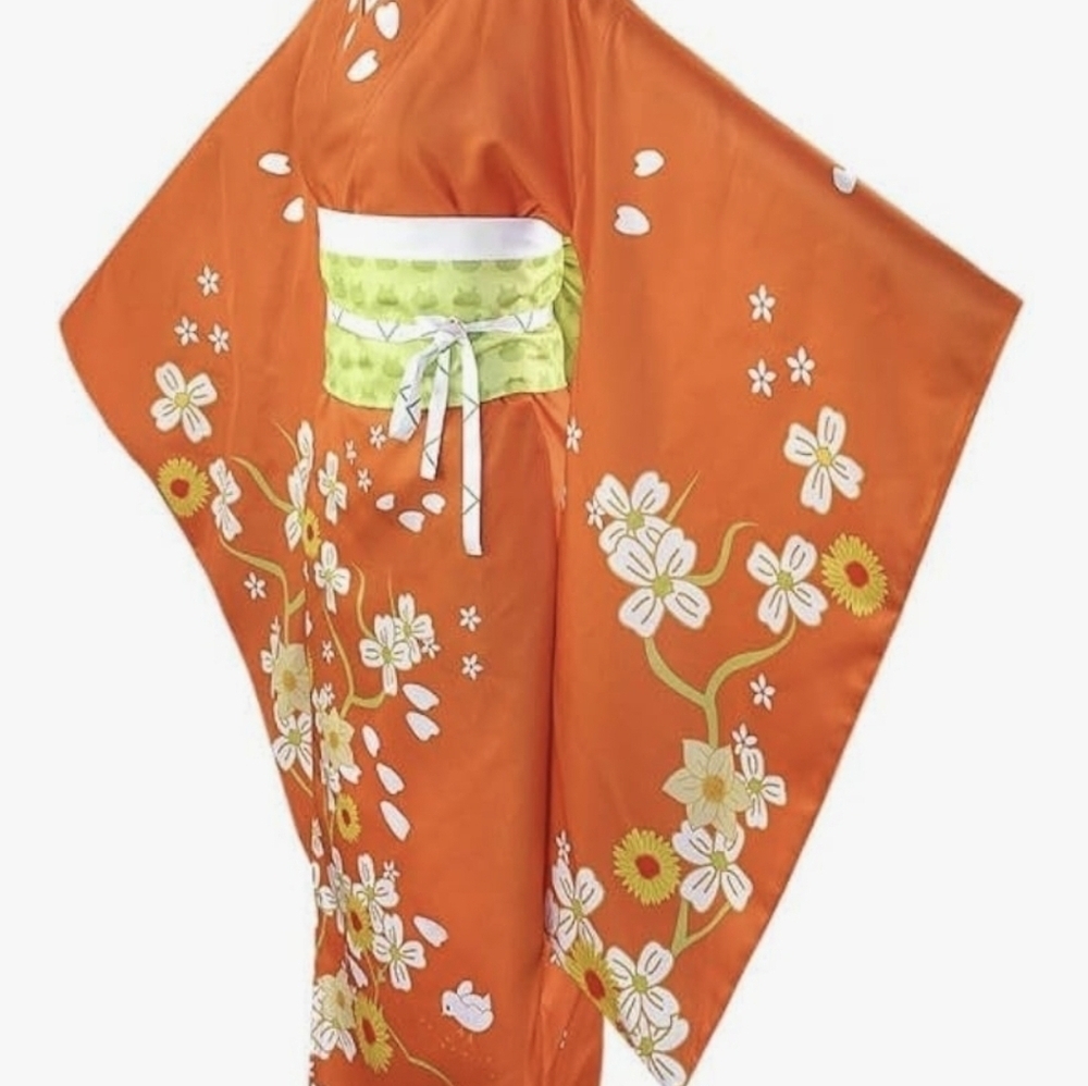 Hiyoko Saionji Kimono Orange & Green Costume & Acessories Size Small